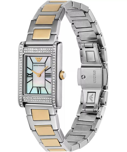 Emporio Armani 32mm Ladies Genni Mother of Pearl Dial Two Tone Yellow Gold & Silver Bracelet Watch