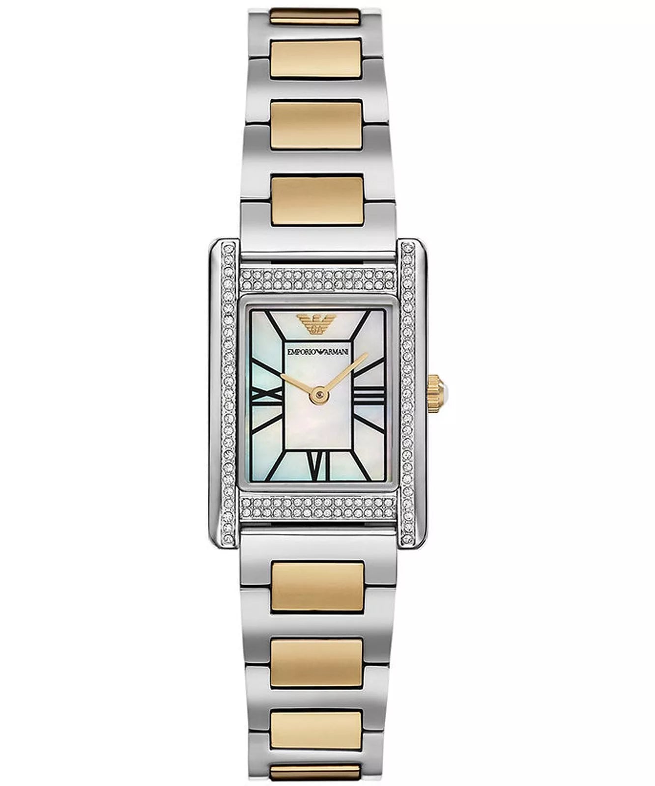 Emporio Armani 32mm Ladies Genni Mother of Pearl Dial Two Tone Yellow Gold & Silver Bracelet Watch