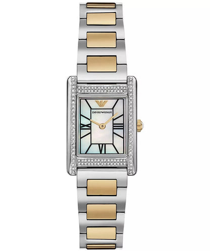 Emporio Armani 32mm Ladies Genni Mother of Pearl Dial Two Tone Yellow Gold & Silver Bracelet Watch