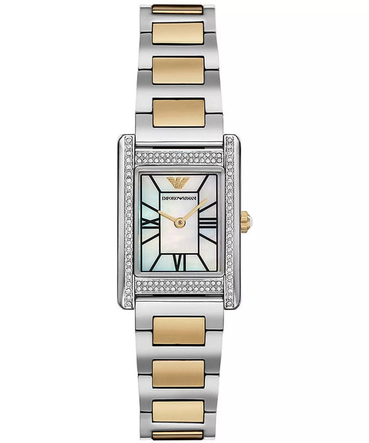 Emporio Armani 32mm Ladies Genni Mother of Pearl Dial Two Tone Yellow Gold & Silver Bracelet Watch