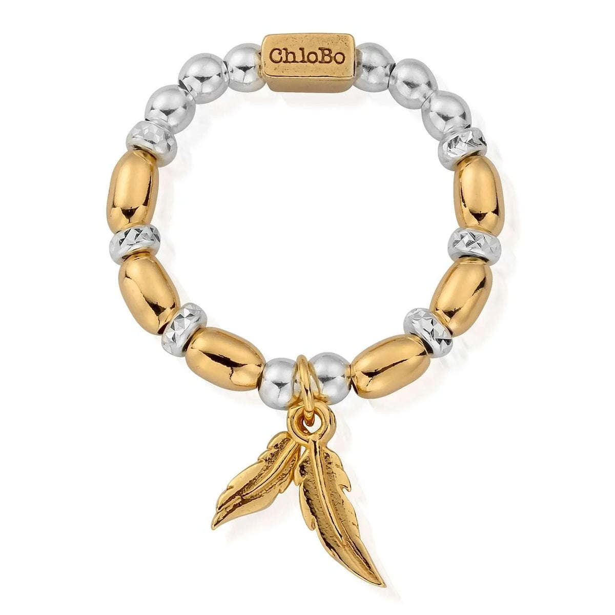 ChloBo Mixed Metal Dainty Double Feather Ring - Size Small