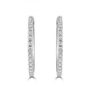 18ct White Gold Diamond Hoop 20mm Earrings, 0.49ct