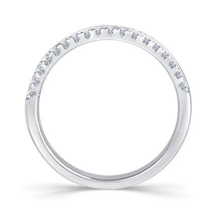Platinum 0.30ct Round Two Row Flat Claw Set 3.5mm Diamond Ring