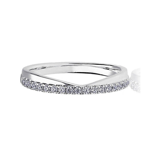 Platinum 0.20ct V-Shaped Pave Set Diamond Ring