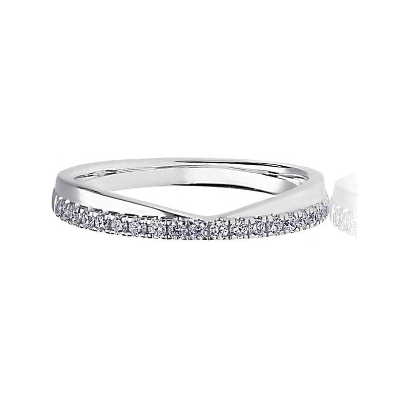 Platinum 0.20ct V-Shaped Pave Set Diamond Ring