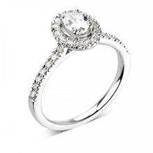 Load image into Gallery viewer, Platinum Oval Halo 1.15ct Diamond Set Band Ring