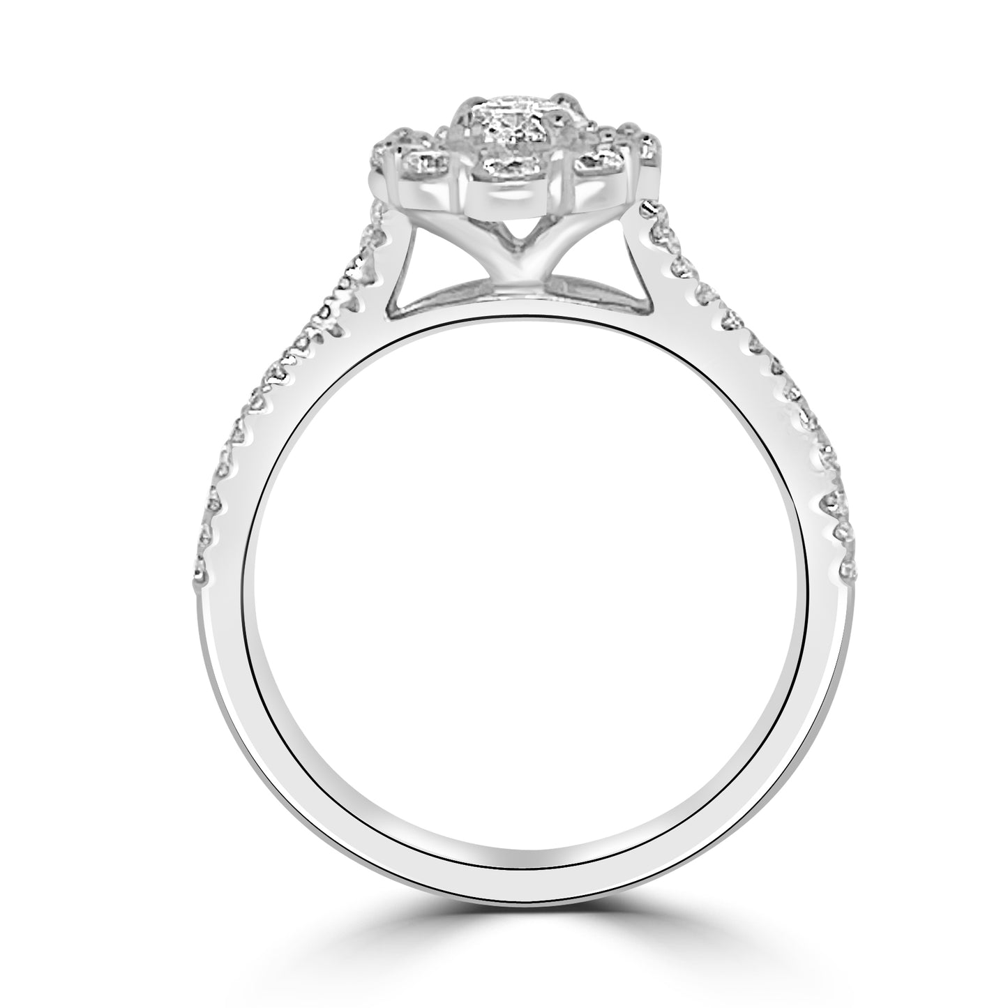 Platinum Brilliant Oval & Halo, Shoulder Set Twist Infinity Diamond Ring, 1.00ct