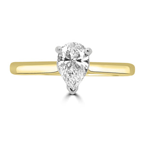 18ct Yellow Gold Pear cut Solitaire Diamond Ring 0.52ct