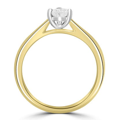 18ct Yellow Gold Pear cut Solitaire Diamond Ring 0.52ct