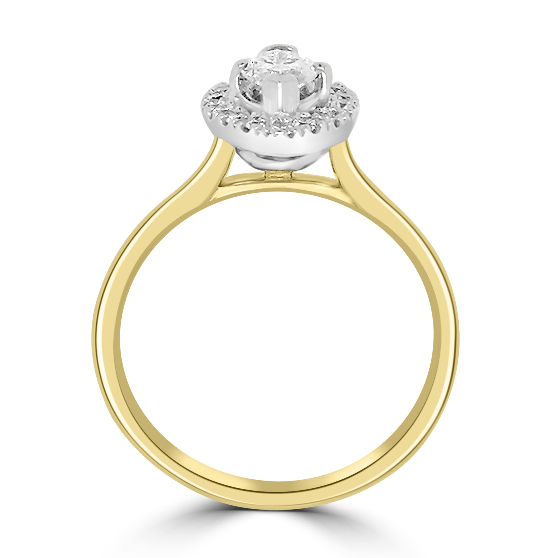 18ct Yellow Gold Marquise & Halo Diamond Ring 0.58ct