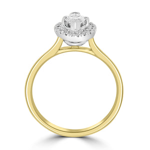 18ct Yellow Gold Marquise & Halo Diamond Ring 0.58ct
