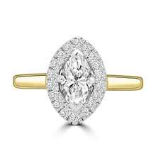 Load image into Gallery viewer, 18ct Yellow Gold Marquise &amp; Halo Diamond Ring 0.58ct