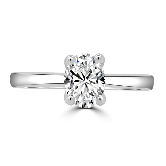 Platinum Solitaire Oval & Detailed Diamond Ring 0.80ct