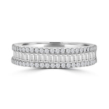 Load image into Gallery viewer, Platinum Three Row Baguette &amp; Round Diamond Eternity Ring 0.77ct