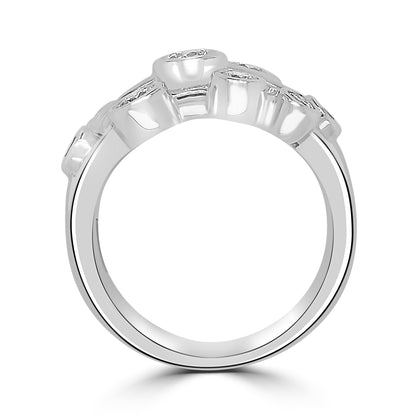 Platinum Three Row Bubble Diamond Ring, 1.00ct