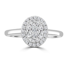 Load image into Gallery viewer, 18ct White Gold Multi Stone Oval &amp; Halo Diamond Ring 0.53ct