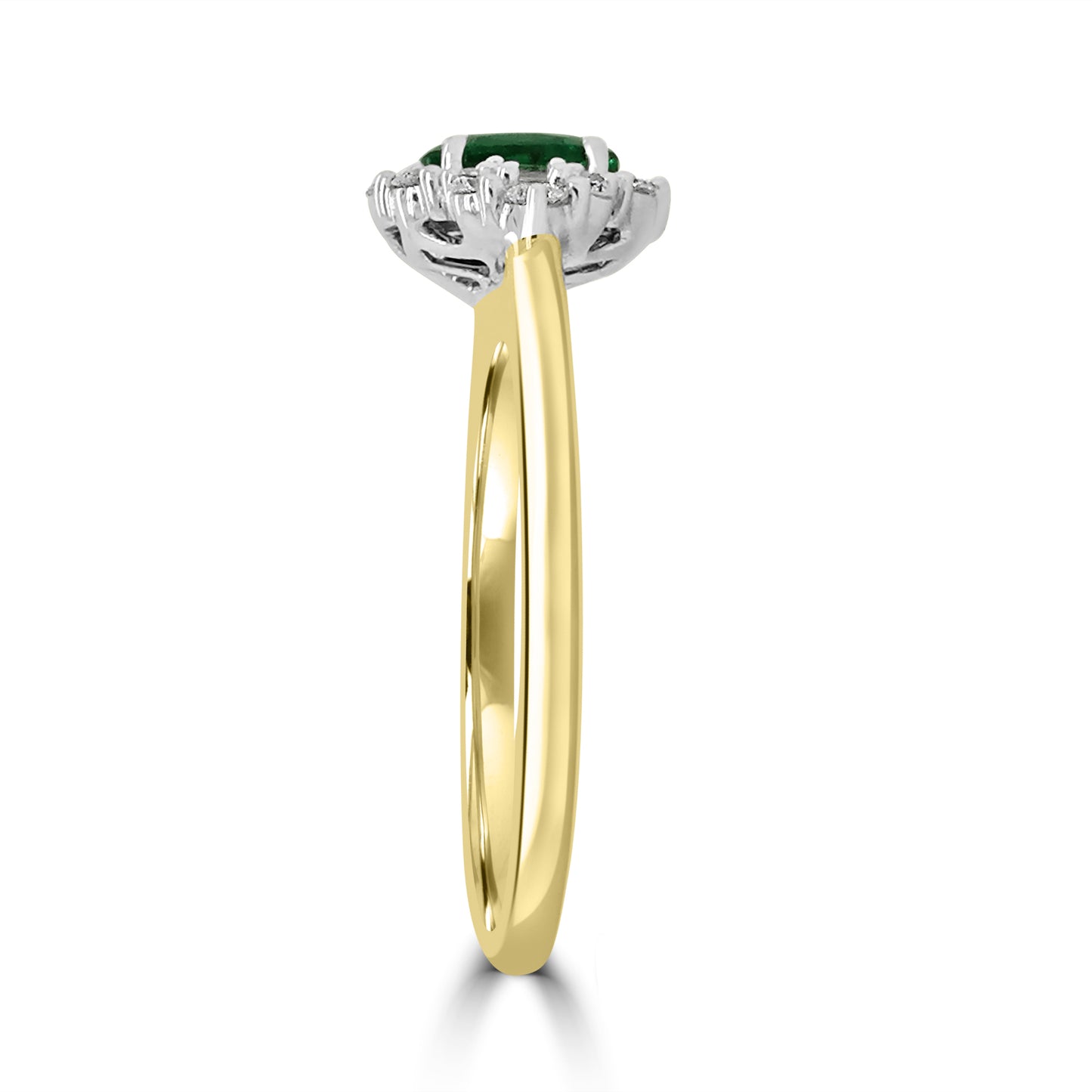 18ct Yellow Gold Oval Emerald & Diamond Cluster Ring