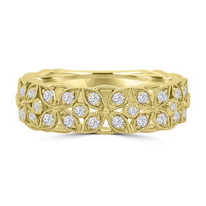 18ct Yellow Gold Brilliant Round Decorative & Vintage Fancy Cut Diamond Ring 0.55ct