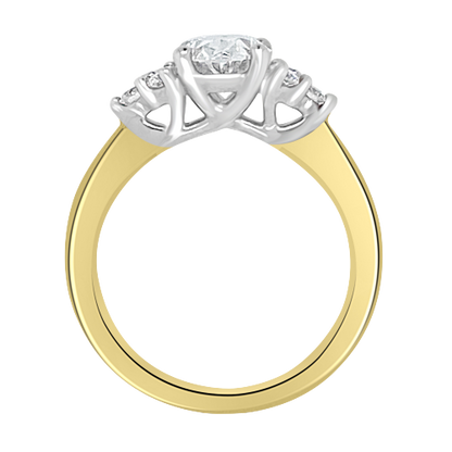 Laboratory Grown Diamond, Oval & Brilliant Round Trefoil Diamond Ring, 18ct Yellow Gold, 1.47ct