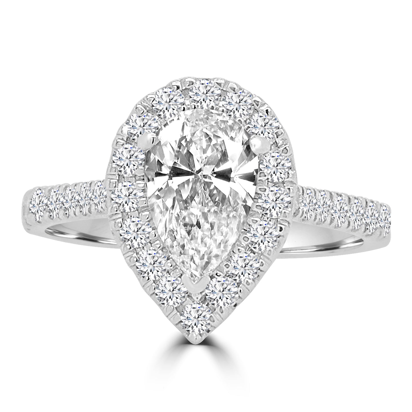 Lab Grown Diamond Pear & Halo with Shoulder set Platinum Band 1.49ct Media 1 of 3