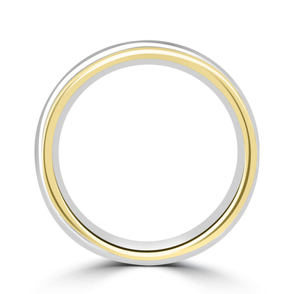 Flat Court Platinum & Yellow Gold Round Diamond Ring 4mm