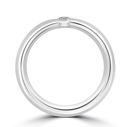 Flat Court Platinum Inlayed Diamond Ring 5mm
