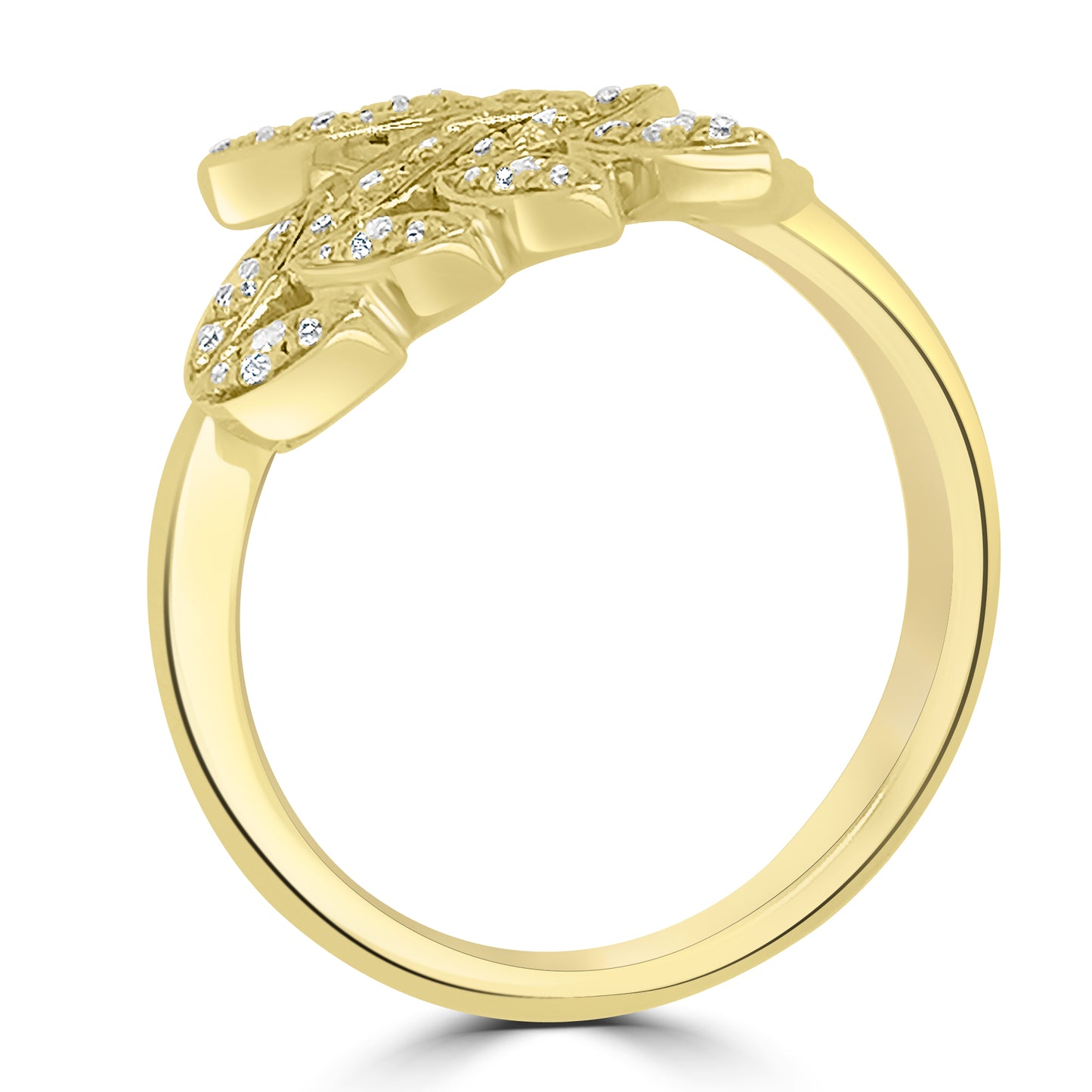 18ct Yellow Gold Fern & Diamond Set Ring, 0.37ct
