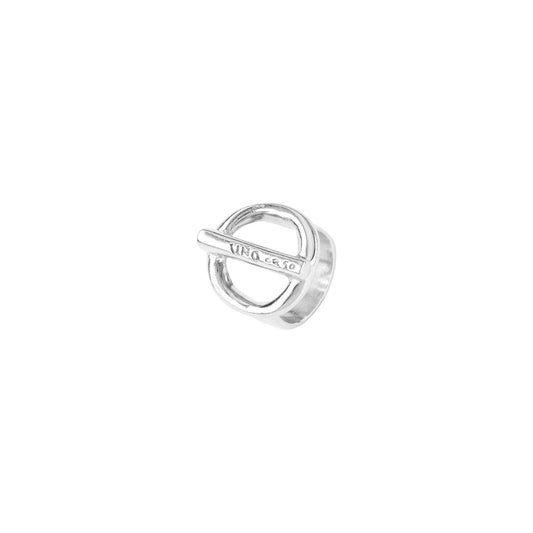 Uno De 50 Silver Tone On/Off Circle Bar Ring