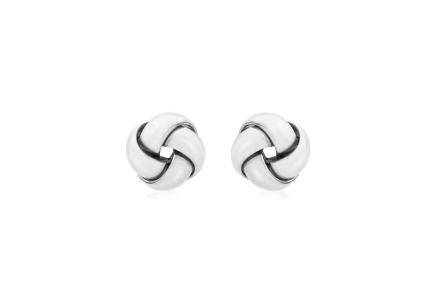 9ct White Gold 9mm Single Four Knot Stud Earrings