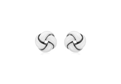 9ct White Gold 9mm Single Four Knot Stud Earrings