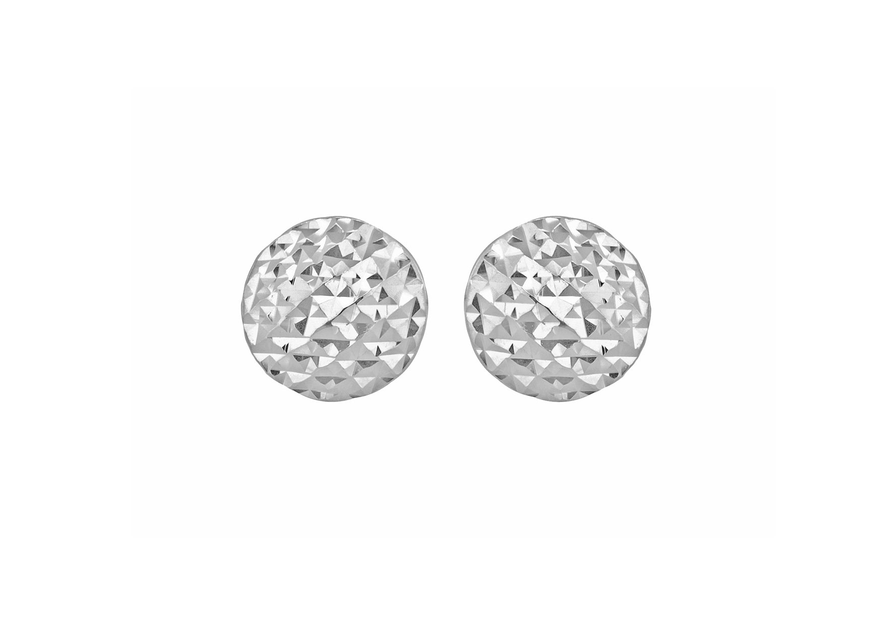 9ct White Gold Round Diamond Cut Earrings