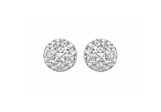 9ct White Gold Round Diamond Cut Earrings