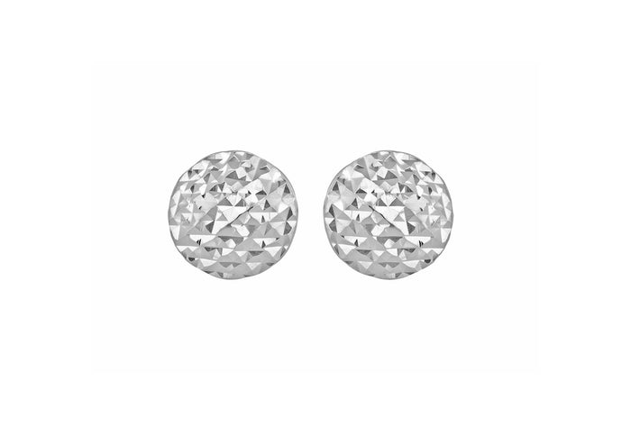 9ct White Gold Round Diamond Cut Earrings
