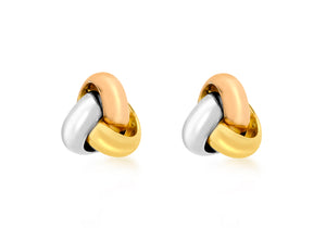 9ct Trio Gold Interlocking Knot Stud Earrings