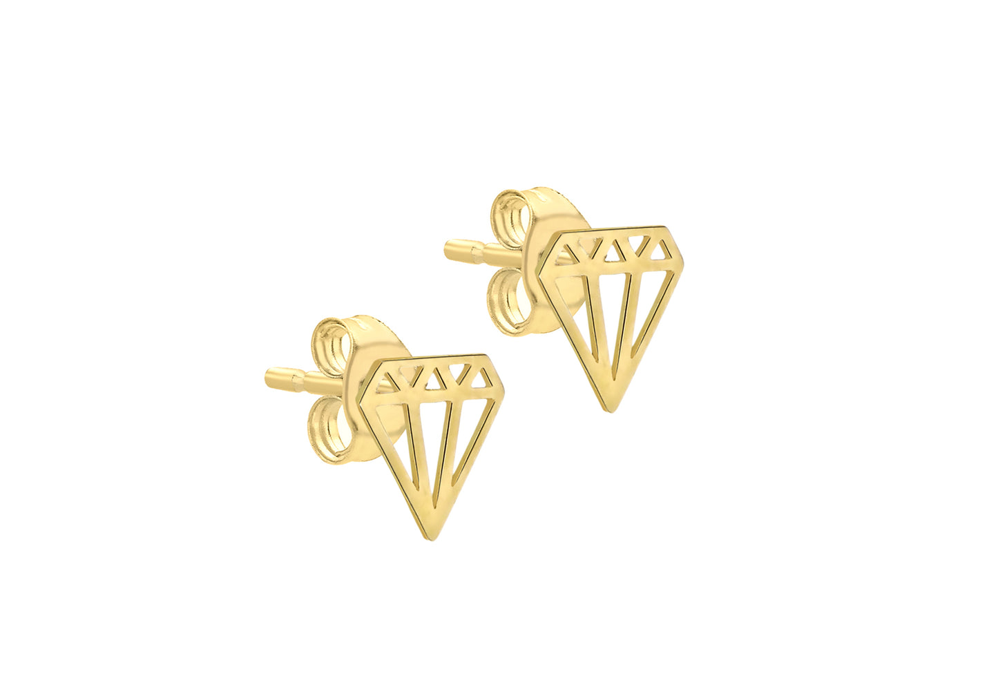 9ct Yellow Gold Open Diamond Shape Stud Earrings