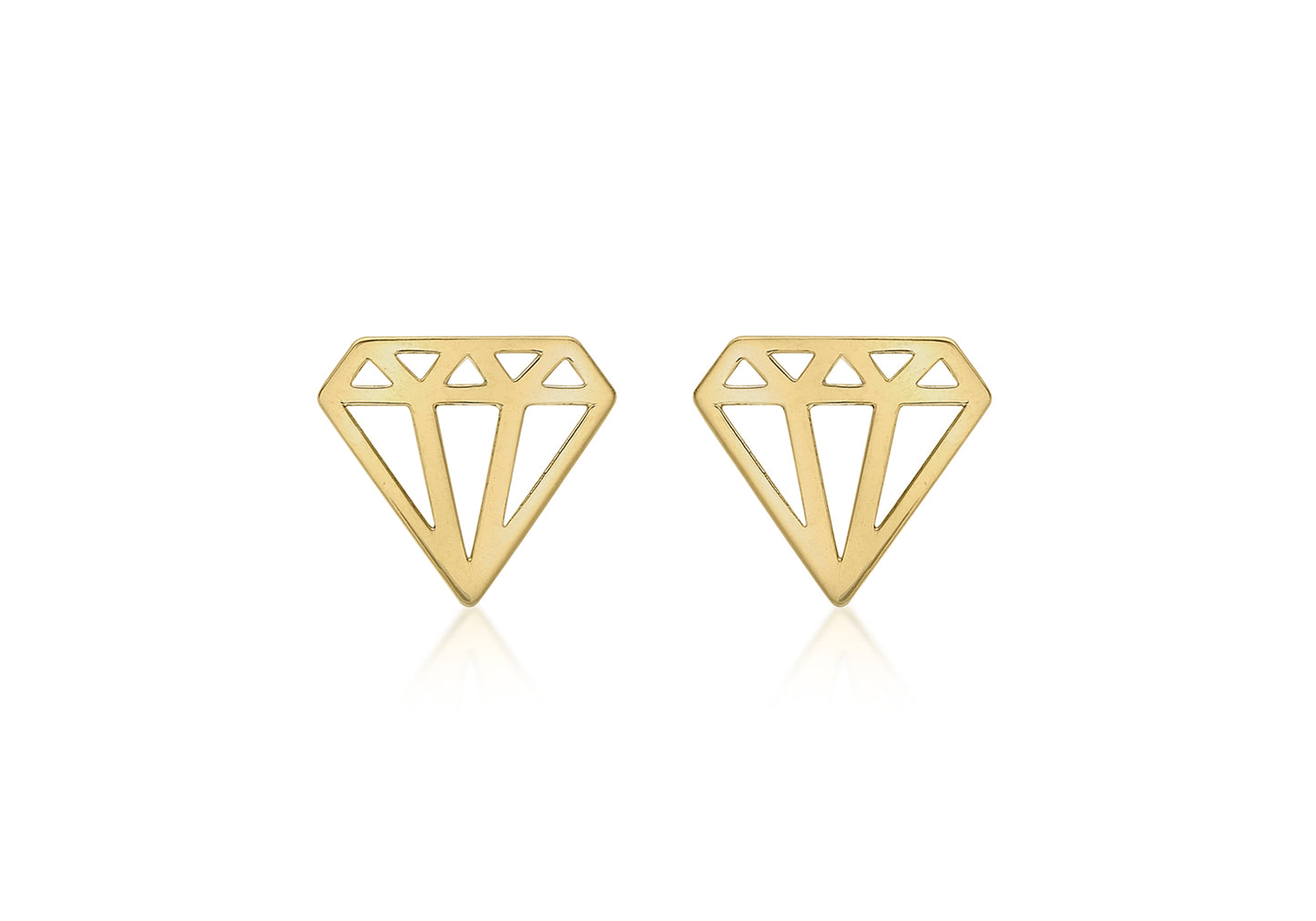 9ct Yellow Gold Open Diamond Shape Stud Earrings