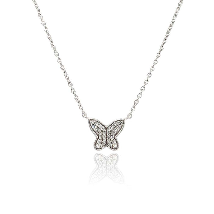 9ct White Gold Diamond Butterfly Necklace