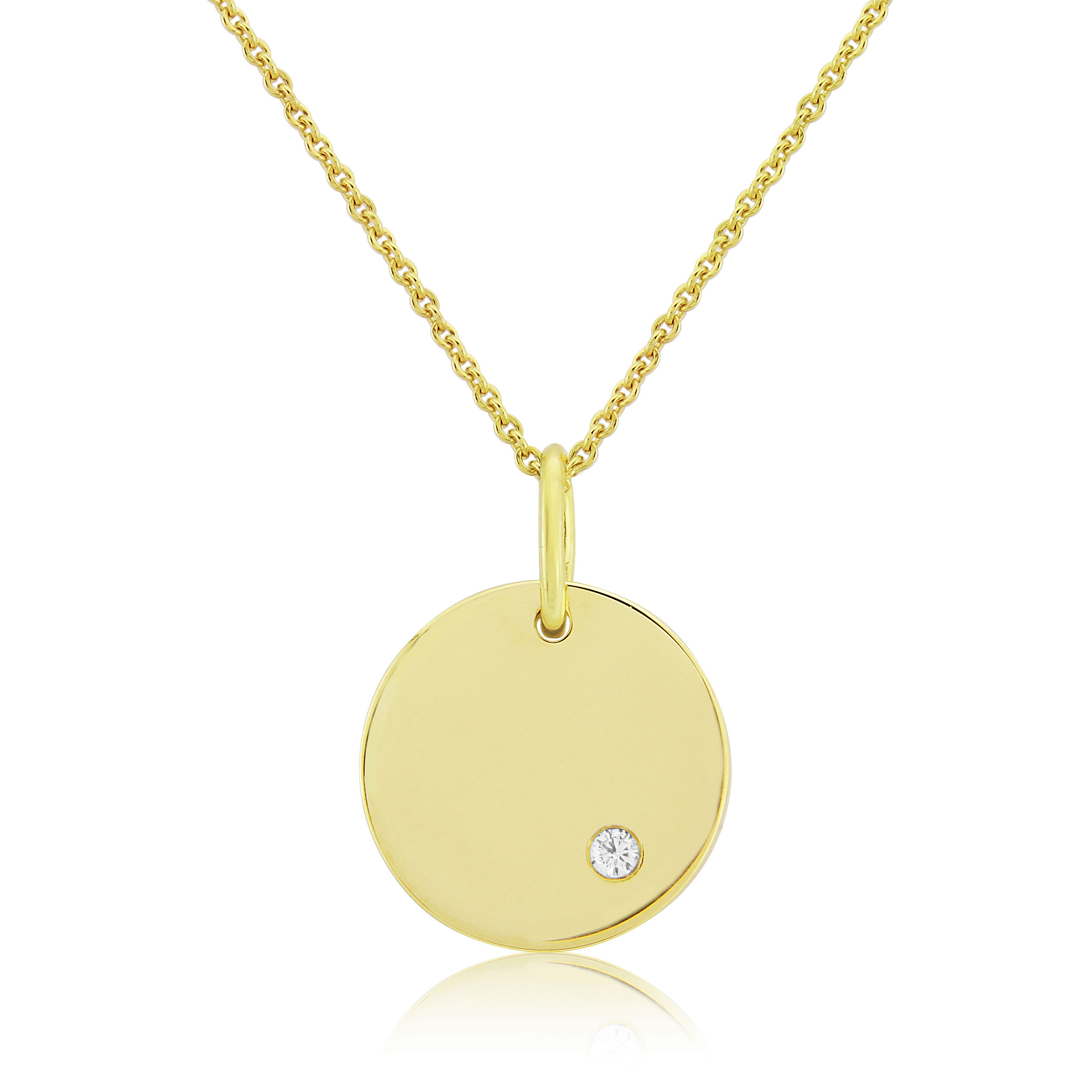 Gold engravable disc deals pendant