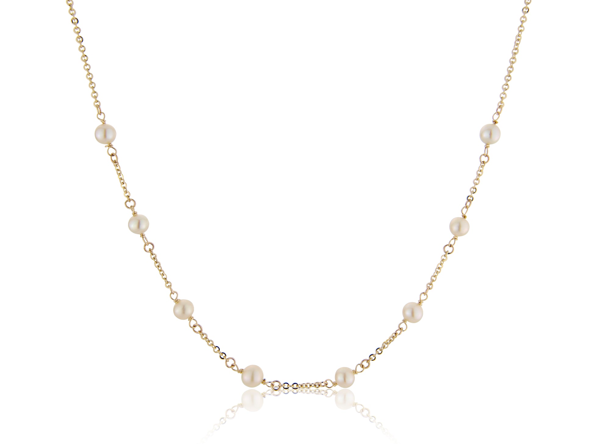 9ct Yellow Gold 5mm Fresh Water Pearl Necklace