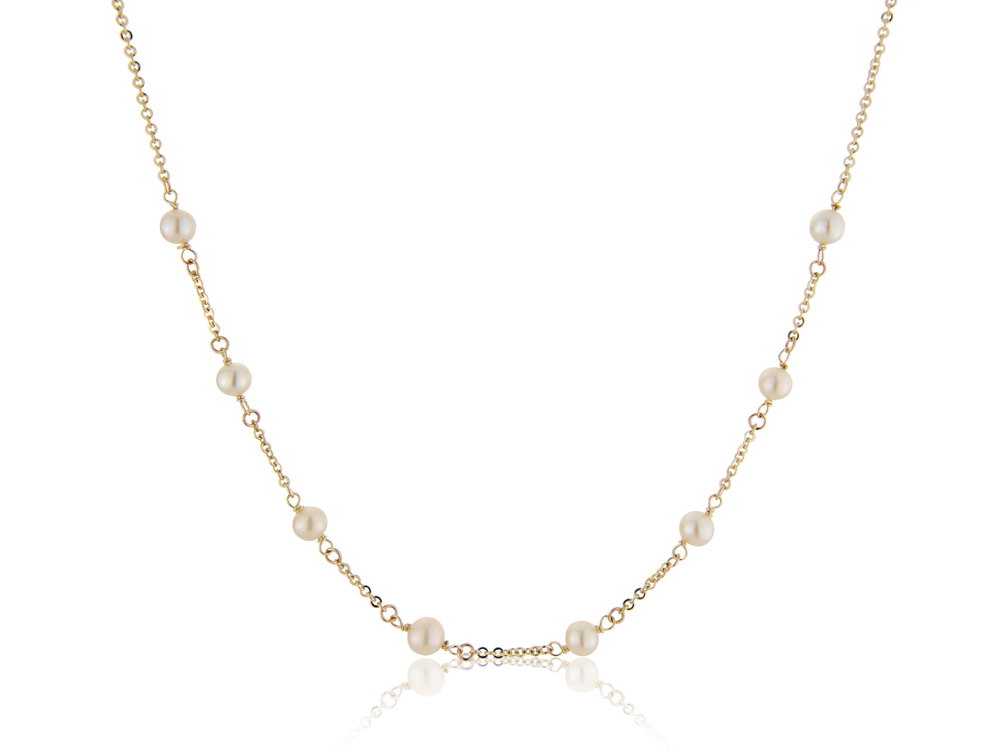 9ct Yellow Gold 5mm Fresh Water Pearl Necklace