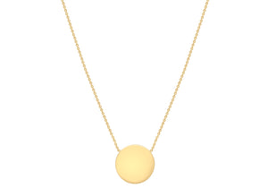 9ct Yellow Gold 15mm Disc Pendant Adjustable Necklace