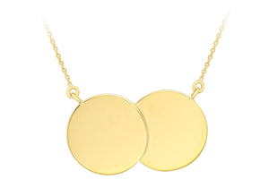 9ct Yellow Gold Double Disk Pendant & Chain