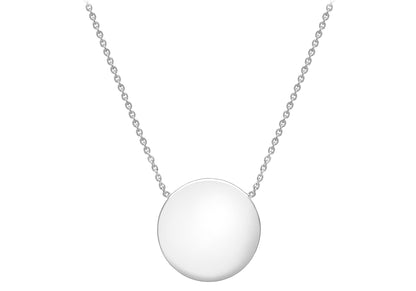 9ct White Gold 15mm Disc with Chain