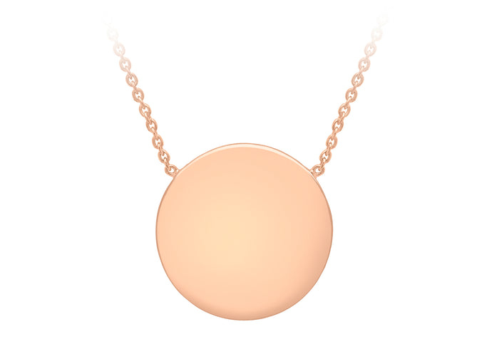 9ct Rose Gold 15mm Disc Personising Necklace