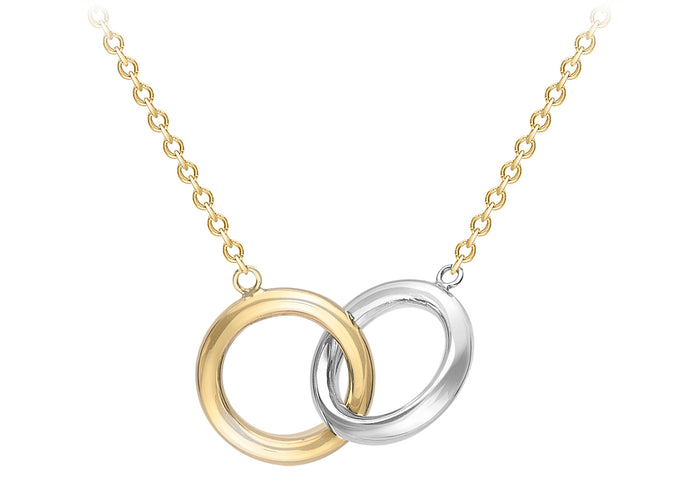 9ct Gold Two Colour Linked Rings Necklace