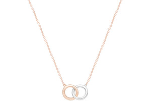 9ct Rose and White Gold Two Colour Linked Rings Necklace