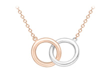 Load image into Gallery viewer, 9ct Rose and White Gold Two Colour Linked Rings Necklace
