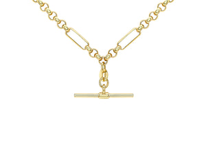 9ct Yellow Gold Figaro Belcher T-Bar Necklace