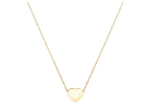 Load image into Gallery viewer, 9ct Yellow Gold Fine Chain Plain Polished Heart Necklace Wide shot