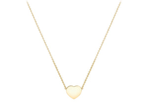 9ct Yellow Gold Fine Chain Plain Polished Heart Necklace Wide shot